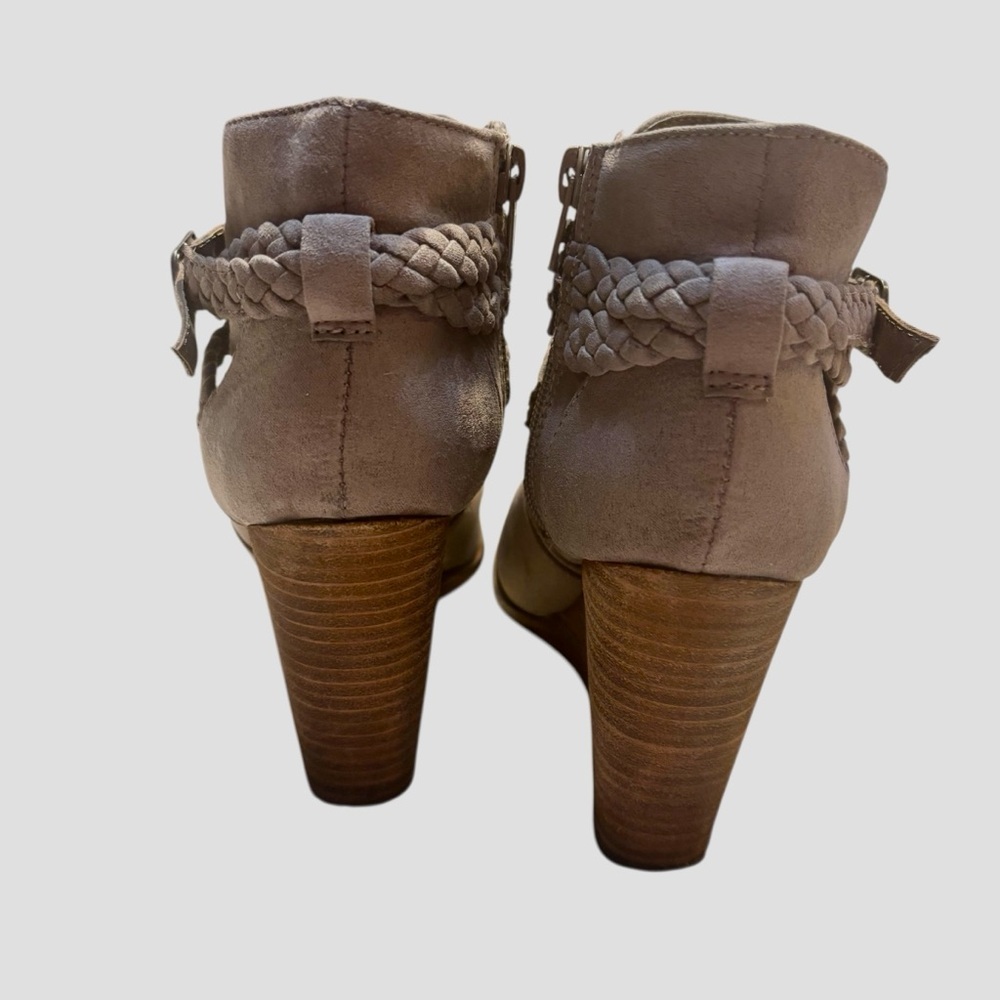 Madden Girl Booties Size 7M Taupe Wedge Open-Toe Braided Ankle Strap Buckles - Picture 3 of 13